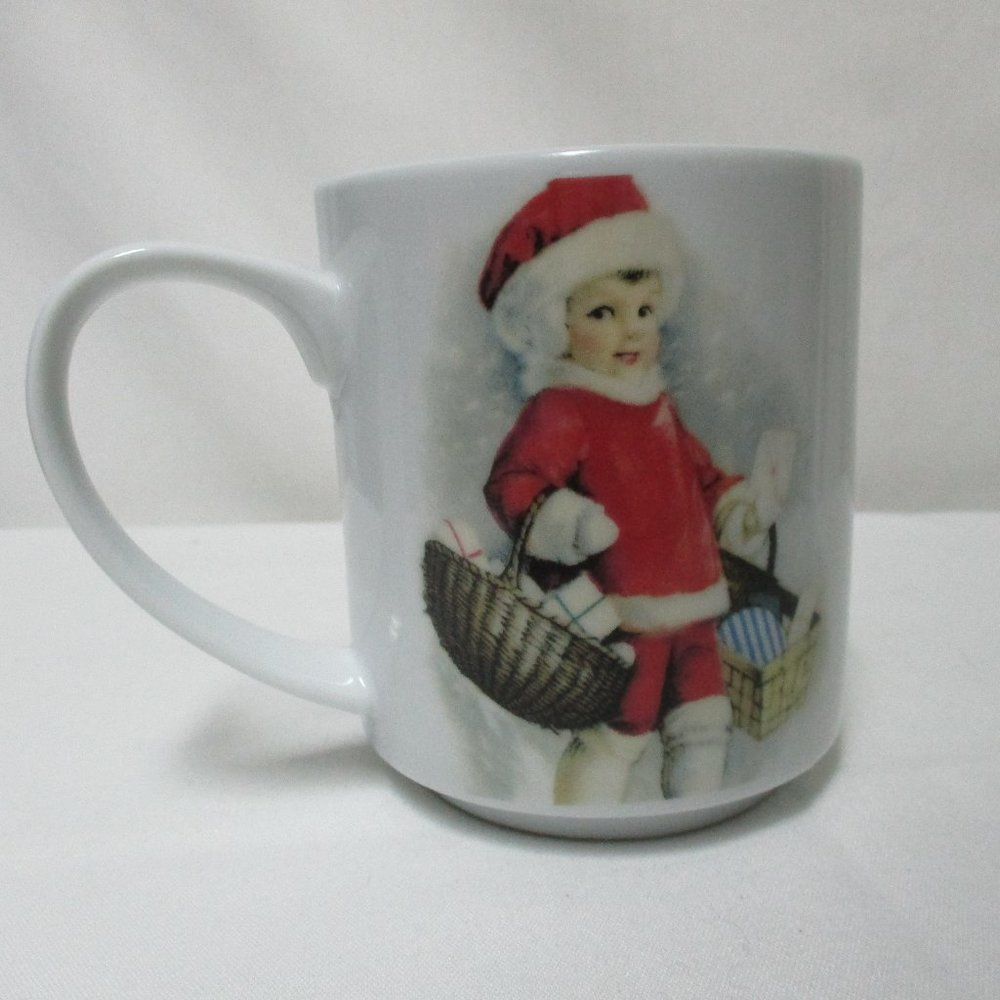 Potter Barn "It's Beginning to look a lot like Christmas" Nostalgic Girl Mug Cup